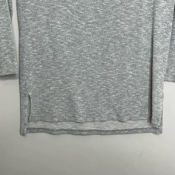 Aerie Sweater Round Neck Long Sleeve Hi-Lo Hem Side Slit Heathered Gray Size XS - Picture 3 of 10